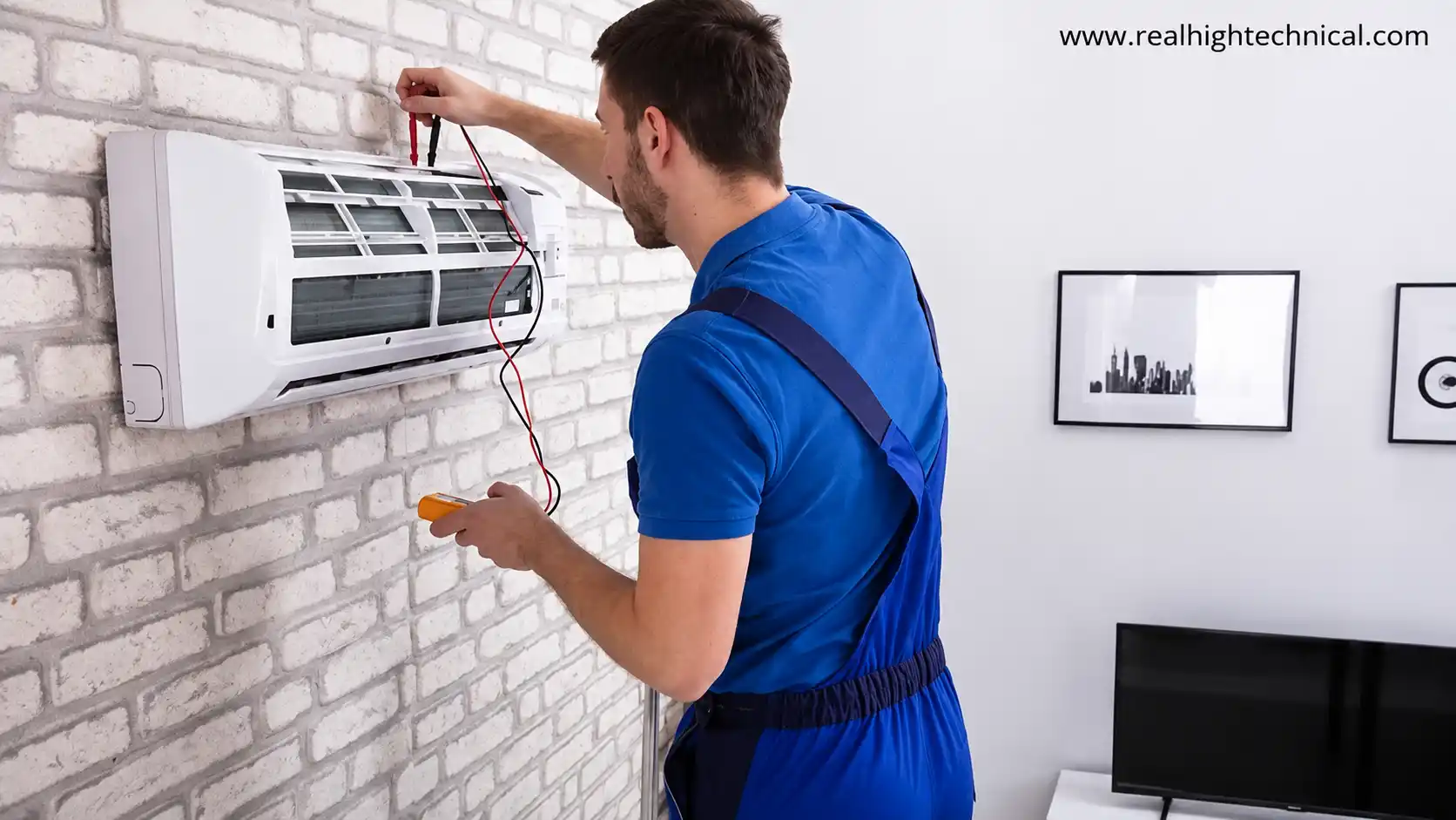 HVAC technician servicing an air conditioning and ventilation system in Dubai