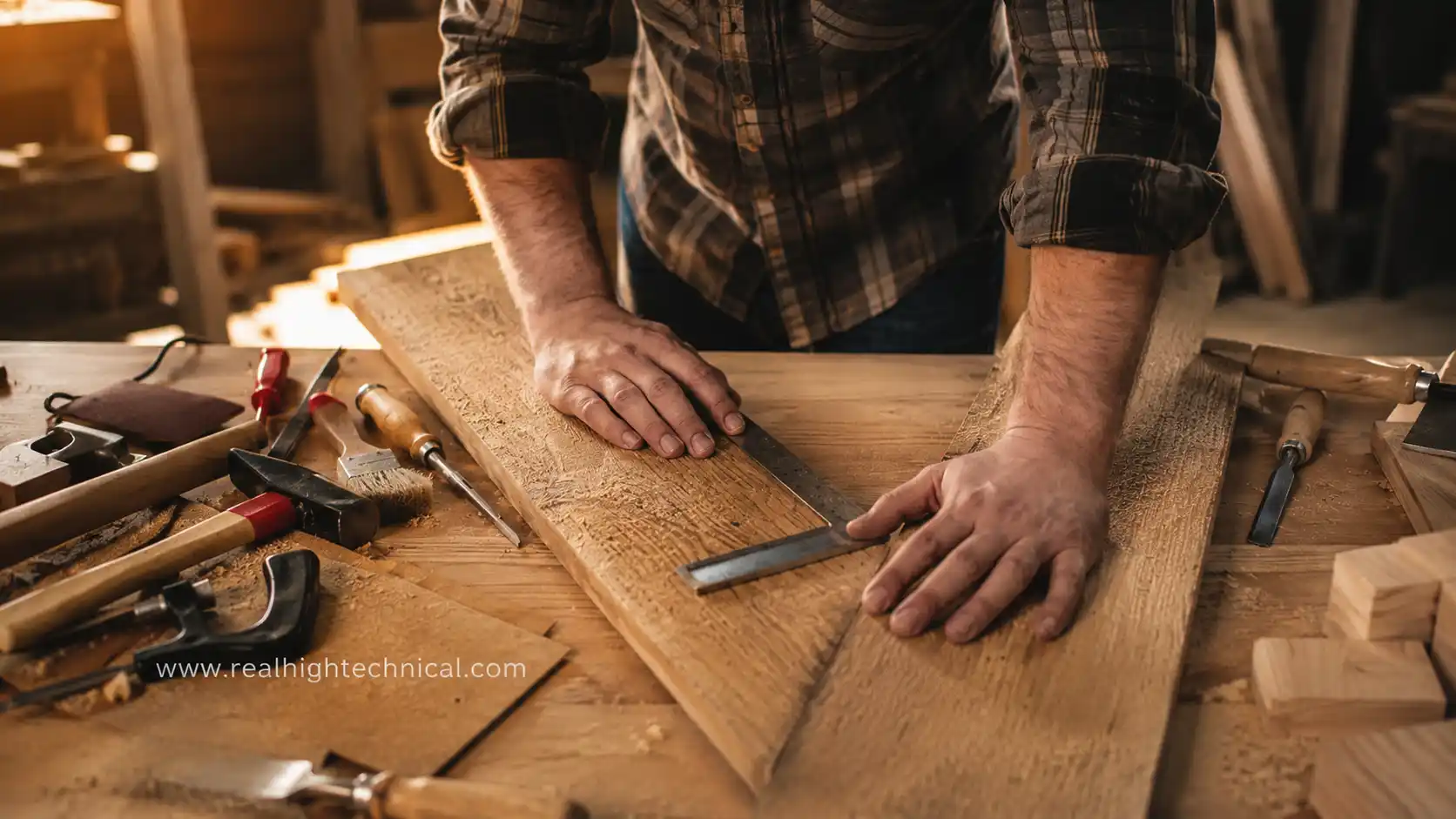 Carpenter crafting custom wood flooring and joinery for a Dubai home