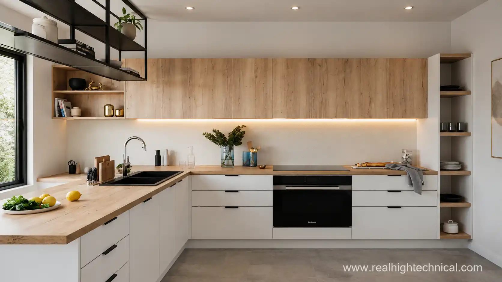 Modern kitchen cabinet and countertop installation in a Dubai kitchen