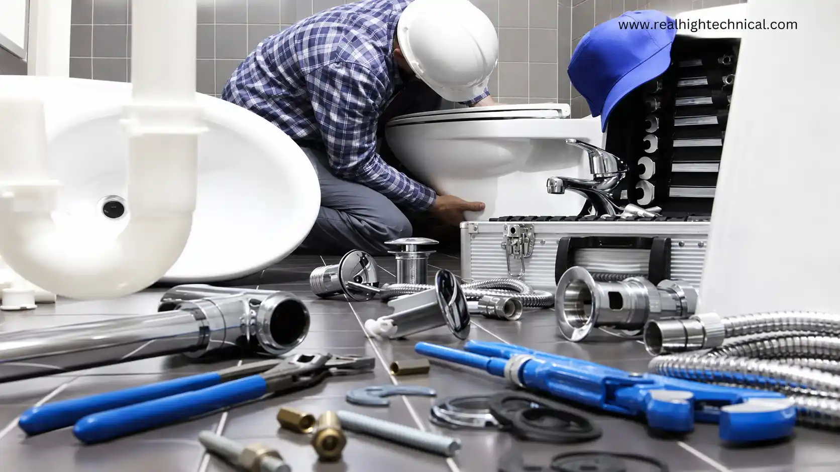 Plumber installing plumbing and sanitary pipework in a Dubai property