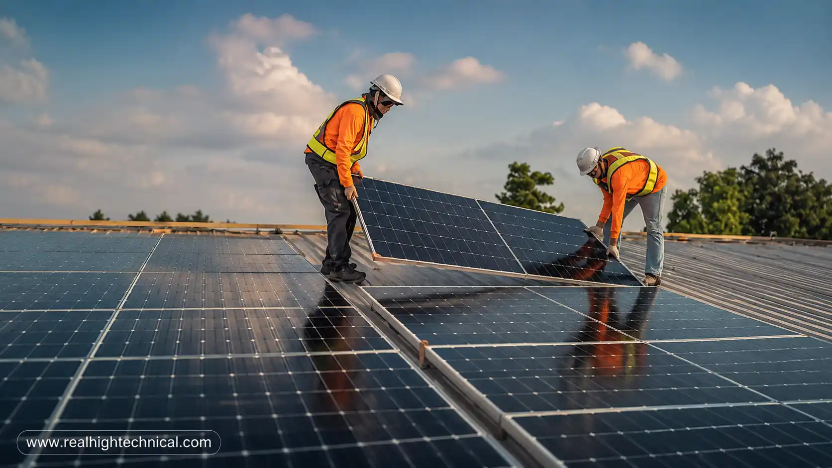 Solar panel installation on rooftop by solar energy company in Dubai